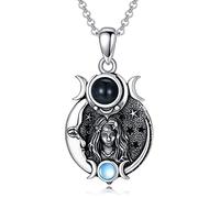 HARMONY BOLA Collana in argento Sterling con ciondolo a forma di luna con tripla dea, gioiello da donna, regalo di compleanno, San Valentino, Natale