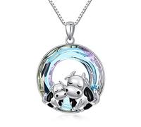 HARMONY BOLA Mucca collana per donna in argento Sterling 925 madre e figlia mucca regali ciondolo gioielli di cristallo compleanno per madre, Argento sterling