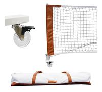 Harmony Pickleball Lussuosa rete per pickleball, altezza e lunghezza regolare, bianca con dettagli in pelle, ruote di fascia alta per la portabilità