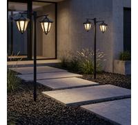 Harms 2x Lampada Solare LED Piantana Segnapasso IP44 136cm Nera Warm
