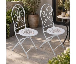 Harms Stuhl Klappstuhl Retro Gartenstuhl Kompass Design Bianco Set 2 Pezzi