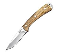 HARNDS Cheetah Coltello a Lama Fissa in Acciaio 8Cr14MoV, Manico in Legno di Zebra con Fodero in Pelle