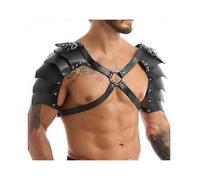 Harness Mens Steampunk Gothic Pu Leather Double Shoulder Armors Buckles Body Chest Harness Belt for Party Cosplay Halloween New Arrival