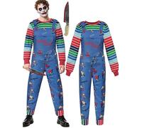 HarnyLoom Costume Chucky Bambini Adulti, Costume Spaventoso per Halloween ragazze e uomini, con parte superiore, costume da killer sanguinante, vestito per feste di Halloween (Adulti, XL)
