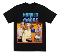 Harold & Madge Bishop Homage - Vintage Neighbours Tee Round Neck Unisex Tops Men's 100% Cotton Short-Sleeve T-Shirts L