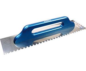 Haromac, Cazzuola, 10 x 10 mm, dentata, antiruggine, 500 x 130 mm con manico in legno, 10551010