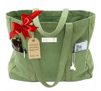 Harp + Ra - Borsa a tracolla extra large in tela, con scomparto per laptop, 2 tasche, design non strutturato, senza cerniera, Verde foresta, Extra Large