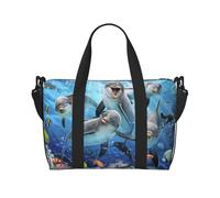 Harp Seal - Borsa da viaggio a tracolla, impermeabile, di grande capacità, ideale per la palestra, Delfino nella barriera corallina, Taglia unica