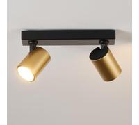 HARPER LIVING Faretto da soffitto a doppio orientamento GU10, finitura nera e oro, moderna lampada da soffitto girevole a 350°, per cucina, camera da letto, soggiorno, corridoio (25 cm)