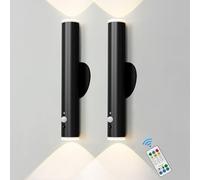 HARPER LIVING Lampada da parete a batteria nera, ricaricabile, con sensore di movimento e telecomando, dimmerabili e 3 colori, per soggiorno, camera da letto, set da 2