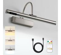 HARPER LIVING Lampada da parete ricaricabile in nichel satinato, alimentata a batteria, controllo touch e telecomando, dimmerabile, 3 temperature di colore, magnetica e senza fili, per galleria