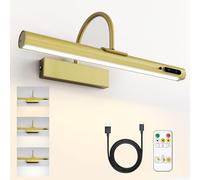 HARPER LIVING Lampada da parete ricaricabile senza fili per quadri, lampada da parete a batteria con telecomando, regolabile a 180° applique a LED per quadri, freccette, gallerie d'arte - Oro