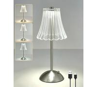 HARPER LIVING Lampada da Scrivania Ricaricabile, Nichel Satinato
