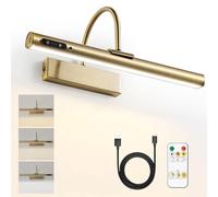 HARPER LIVING - Luce da parete in ottone antico, luce ricaricabile con telecomando, dimmerabile e 3 temperature di colore, luci magnetiche da parete a batteria per galleria di