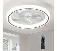 HARPER LIVING Ventilatore da soffitto da 48 cm con luce e telecomando, 50 W, 4000 lm, LED dimmerabile a 3 colori, 6 velocità e timer, ventilatore con luce moderna e ultra silenzioso