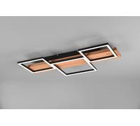 HARPER PLAFONIERA LED 30W 4000lm, 3000K LEGNO NATURALE E METALLO NERO 3 QUADRATI CON REGOLAZIONE INTENSITA' CON NORMALE INTERRUTTORE A PARETE L. 65CM