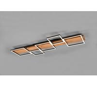 Plafoniera HARPER LED legno naturale 5 quadrati con regolazione intensità L.115cm metallo nero 622910532