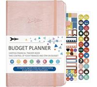 Harphia Quaderno per la pianificazione domestica, formato A5, libro contabile con copertina rigida in similpelle, adesivo budget, chiusura elastica e portapenne, per famiglie, uomini e donne (6 x 8