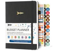 Harphia Quaderno per la pianificazione domestica, formato A5, libro contabile con copertina rigida in similpelle, adesivo budget, chiusura elastica e portapenne, per famiglie, uomini e donne (6 x 8