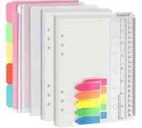 Harphia Set di fogli formato A5, 6 fori, 90 fogli di carta con adesivi e separatori, inserti per agenda con tasche per quaderni ricaricabili in formato A5, punti