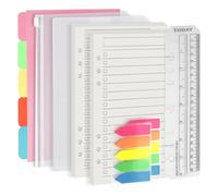 Harphia Set di quaderni formato A5, 6 fori, 90 fogli di carta con adesivi e separatori, inserti per agenda con tasche per quaderni ricaricabili in formato A5, lista delle cose da fare