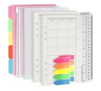 Harphia Set di quaderni formato A5, 6 fori, 90 fogli di carta con adesivi e separatori, inserti per agenda con tasche per quaderni ricaricabili in formato A5