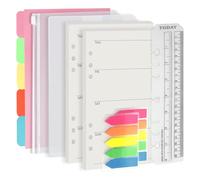 Harphia Set di quaderni formato A5, 6 fori, 90 fogli di carta con adesivi e separatori, inserti per agenda con tasche per quaderni ricaricabili in formato A5, settimana