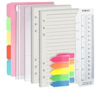 Harphia Set di quaderni formato A6, 6 fori, 90 fogli di carta con adesivi e separatori, inserti per agenda con tasche per quaderni ricaricabili in formato A6, linee