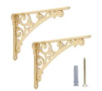 HARPOON Staffe per mensole da 20,3 cm, confezione da 2 pezzi, resistenti staffe da parete per cucina barocca, mensole decorative in oro spazzolato