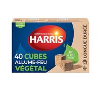 HARRIS - 40 cubi accendifuoco 100% vegetali a base di legno compresso e cera vegetale - Naturale e di lunga durata - Accensione rapida ed efficiente senza odore