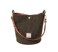 Harris Tweed - Borsa a secchiello da donna, con due tipi di tracolla in pelle, Pietra Golden Peak