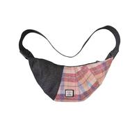 Harris Tweed Crescent Crossbody Bag per donne e uomini, tartan lana e denim, borsa a tracolla hobo vintage borsa da viaggio, N. 3967, Borsa Hobo