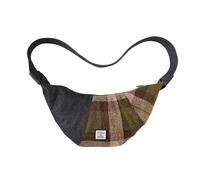 Harris Tweed Crescent Crossbody Bag per donne e uomini, tartan lana e denim, borsa a tracolla hobo vintage borsa da viaggio, No.3822