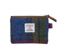 Harris Tweed Mini portamonete fatto a mano rossetto borsa vintage britannica portatile porta carte di credito portafoglio con cerniera YKK per donne uomini, Arcobaleno, Plaid artistico