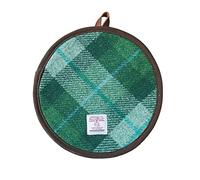 Harris Tweed Presina 3 pezzi sottopentola per piatti caldi, 100% pura lana, set di sottobicchieri per cucina diametro 20 cm (verde)