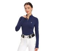 Harrison Howard Camicia da Donna per Equitazione, Maglia da Equitazione con Zip a Quarto, Traspirante, Camicia da Scuola per Equitazione ad Asciugatura Rapida, Navy, XL