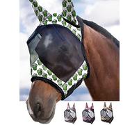 Harrison Howard CareMaster Maschera da Mosca del Cavallo Standard con Le Orecchie Protezione UV per Cavallo-Cactus Verde (L)