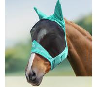 Harrison Howard CareMaster Pro Luminous - Maschera antimosche per cavallo, ampio spazio per gli occhi, standard con copri orecchie, protezione UV per cavalli, taglia Cob, media