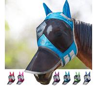 Harrison Howard CareMaster Pro - Maschera antimosche luminosa per cavalli, con naso lungo e orecchie, protezione UV, per cavalli, colore blu (M, pannocchia)