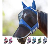 Harrison Howard CareMaster Pro Maschera antimosche luminosa per cavallo, grande, per occhi, naso lungo, con orecchie, protezione UV, per cavalli, acquamarina (L; dimensione intera)