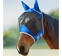 Harrison Howard CareMaster Pro Maschera per cavalli luminosi a cavallo Standard con orecchie Protezione UV per cavallo-Signature Blue