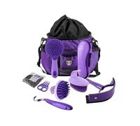 Harrison Howard Kit di spazzole per la toelettatura dei cavalli, 7 pezzi, con organizer Tote Equine Care Series Set di spazzole per cavalli viola