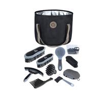 Harrison Howard Kit per la toelettatura dei cavalli, 9 pezzi, serie Equine Care, set di spazzole per cavalli con borsa organizer nera