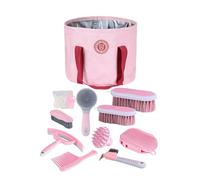 Harrison Howard Kit per la toelettatura dei cavalli, 9 pezzi, serie Equine Care, set di spazzole per cavalli con borsa organizer rosa