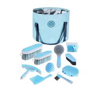 Harrison Howard Kit per la toelettatura dei cavalli, 9 pezzi, serie Equine Care, set di spazzole per cavalli con borsa organizer morbida blu