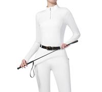 Harrison Howard Maglia a maniche lunghe con colletto rialzato, traspirante, confortevole, elastico, con dettagli ricamati, per spettacoli e competizioni, Ovale Bianco, Medium