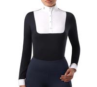 Harrison Howard Maglietta da equitazione da donna, a maniche lunghe, con motivo patchwork, Navy, S