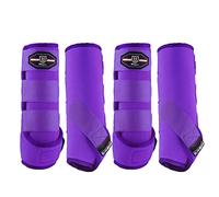 Harrison Howard Stecche per cavalli, confezione da 4, stivali sportivi anteriori e posteriori con protezione gambe in neoprene, viola regale, M