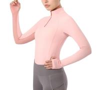 Harrison Howard Top equestre da Donna a Maniche Lunghe, Design a Mezza Rete, Top Estivo ad Asciugatura Rapida con Scollo alla Moda, Arancione, Rosa., S