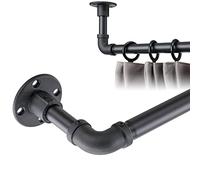 Harrms Bastone per tende industriali estensibile, 81-216cm, bastone per tende regolabile nero opaco, acciaio inox per finestre, bastoni per tende da soffitto per camera da letto, soggiorno